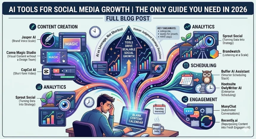 Best AI tools for social media growth in 2026 | Complete guide to content creation, analytics, scheduling and engagement tools