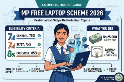 MP Free Laptop Scheme 2026 complete guide for Class 12 students scoring 75 percent and above in Madhya Pradesh Board exams